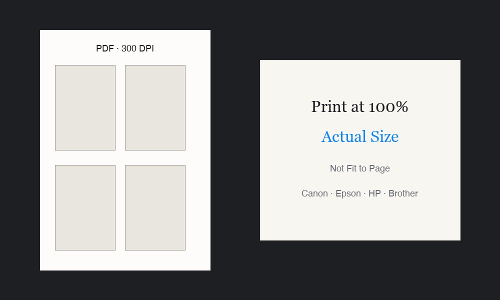 Export PDF and print at 100% Actual Size