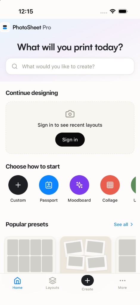 PhotoSheet Pro — Home